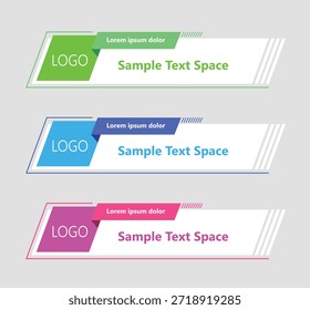 Un Diseño gráfico colorido con texto de muestra y espacio de logotipo, con tres esquemas de color diferentes: verde, azul y rosa. El diseño incluye un estilo moderno y vibrante, con líneas y Formas limpias, lo que lo hace perfecto para materiales de marca, marketing y publicidad.