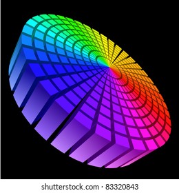 Colorful Graphic Equalizer. Circle in space. Illustration on black.