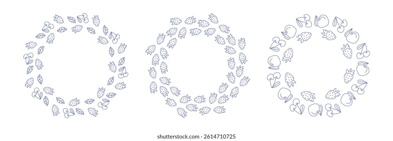Colorful graphic fruit summer frame. Modern vibrant design. Hand drawn cozy illustration. Hand drawn fruit design with leaf on cream colored background.