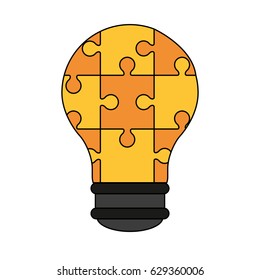 colorful graphic light bulb of pieces puzzle