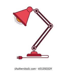 colorful graphic of modern desk lamp with dark red line contour vector illustration