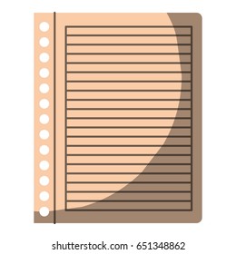 colorful graphic of striped notebook sheet in blank without contour and half shadow vector illustration