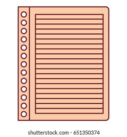 colorful graphic of striped notebook sheet in blank with dark red line contour vector illustration