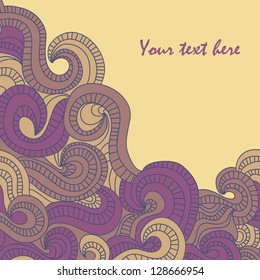 Colorful graphic stylish doodle curled background with text space