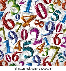 Colorful graphic stylized numbers seamless pattern, vector background. Numbers easy to use separately.
