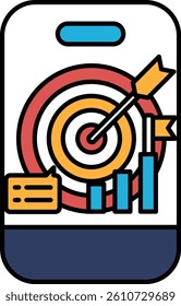 A colorful graphic of a target with a red bullseye and a red arrow pointing to it