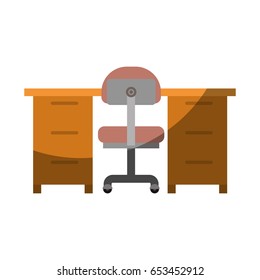 colorful graphic without contour and shading of work place office interior vector illustration
