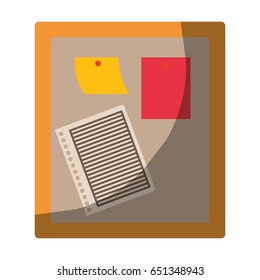 colorful graphic of wooden panel for notes without contour and half shadow vector illustration