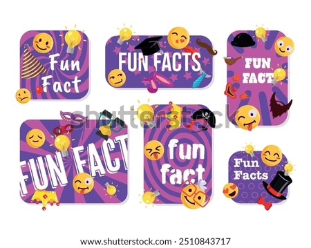 Colorful graphics display various fun facts complemented by cheerful emojis, creating an engaging atmosphere for learning and sharing intriguing trivia.