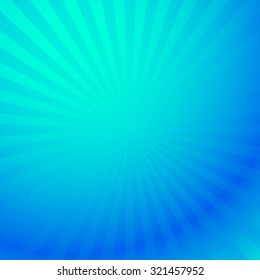Colorful graphics with rays, beams with radial gradient. Vector. Blue version.