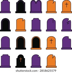 Colorful gravestone tombstone vector illustrations Vector