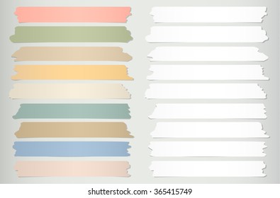 Colorful, gray horizontal sticky tape, adhesive pieces
