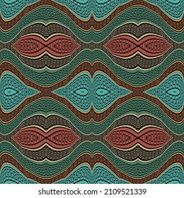 Colorful greek seamless pattern. Wavy lines and shapes  ornamental borders background. Tribal ethnic style repeat waves backdrop. Abstract ornaments with wavy greek key, meanders, curves, symbols.