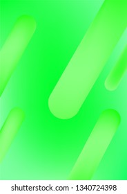 Colorful Green A4 Background with Simple Fluid Shapes. Holographic Colour Gradient. Cool Abstract Background. Vector Illustration.
