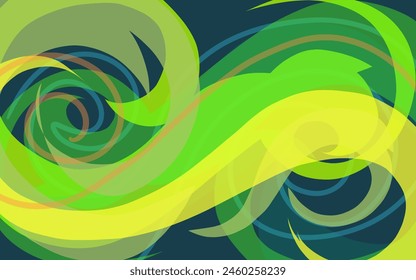 colorful green abstract curved floral decoration that overlaps each other