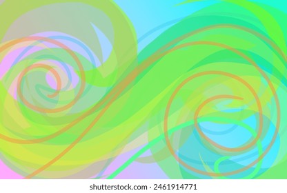 colorful green abstract curved floral decoration that overlaps each other