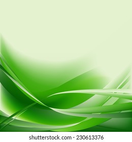 Colorful green abstract waves on isolated light background
