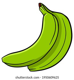 Colorful green banana. A bunch of bananas. For design and decoration.