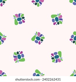 Colorful green blob leaf for flat scandi style seamless vector kids pattern. Fun whimsical nature for boy baby wallpaper. Scandi block print bold funny print.