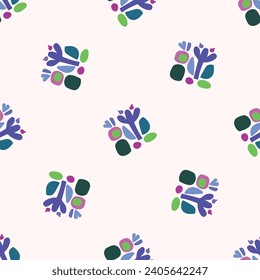 Colorful green blob leaf for flat scandi style seamless vector kids pattern. Fun whimsical nature for boy baby wallpaper. Scandi block print bold funny print.