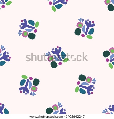 Colorful green blob leaf for flat scandi style seamless vector kids pattern. Fun whimsical nature for boy baby wallpaper. Scandi block print bold funny print. ストックフォト © 