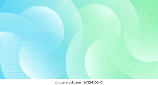 Colorful green and blue gradient minimalist banner background with circle effect, memphis abstract background. vector