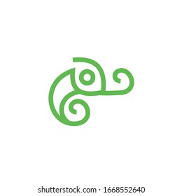 colorful green chameleon logo icon design