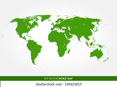 Colorful green detailed world map vector - the most finest world map graphic 