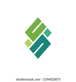 Colorful green double rhombus vector logo. Logo for company, business, brand, product, event, finance, and industry.