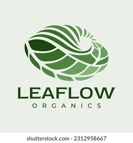 Colorful green leaf flow abstract logo design. Modern nature leaf logo branding.