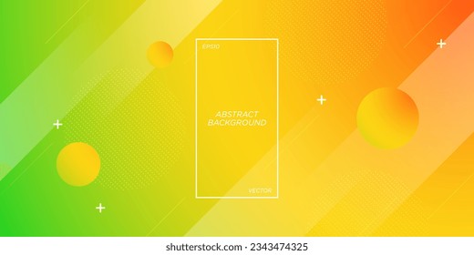 Fondo abstracto de gradiente verde y naranja colorido con diseño de patrones geométricos. El concepto de negocio de banner en 3d, naranja brillante y verde. Vector Eps10