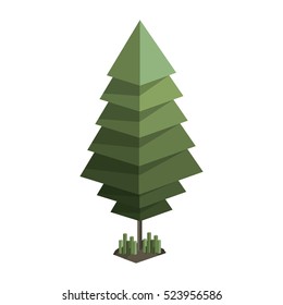 colorful green pine tree with pixel design