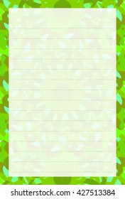 Colorful green postcard of flowers with line