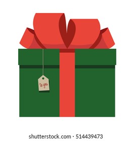 Colorful Green And Red Wrapped Gift Box Christmas Isolated On White Background Vector Flat Illustration