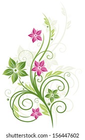 Pink Green Tendril Flowers Butterfly Summer Stock Vector (Royalty Free ...