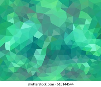 Colorful green texture with mesh of triangles. Polygonal space. Geometric background.