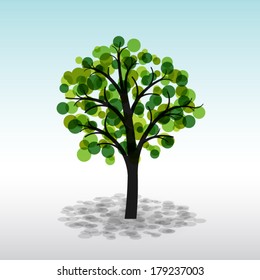 Colorful green tree on a light background