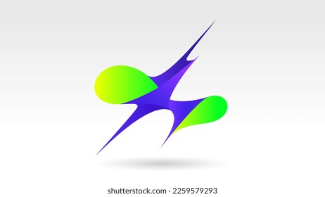 Colorful green and violet splashing wave element abstract vector background