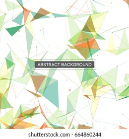 Colorful Green Yellow and Blue Abstract Network Mesh on White Background with Text - Vector Illustration
