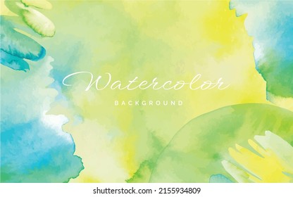 Colorful green and yellow watercolor background