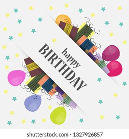 Colorful greeting card. Present. Birthday. Congratulations on the holiday. Happy Birthday