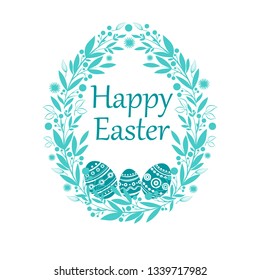 Colorful greeting card with rabbit and egg