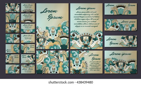 colorful greeting invitation card illustration set. Flower vector design concept collection