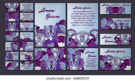 colorful greeting invitation card illustration set. Flower vector design concept collection