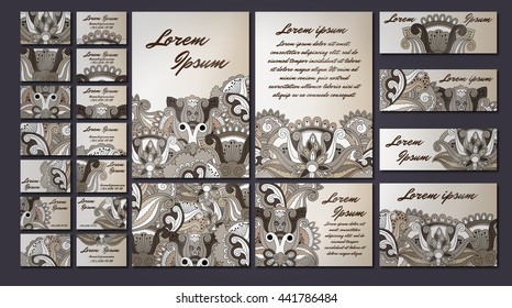 colorful greeting invitation card illustration set. Flower vector design concept collection