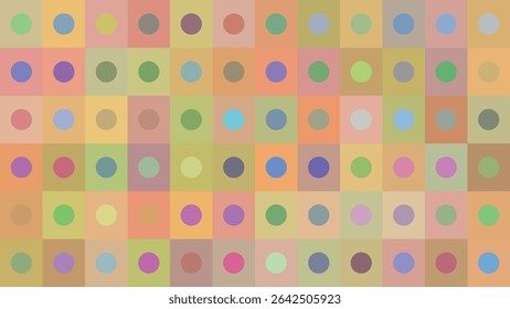 Colorful grid background with playful soft tones and centered circle accents in every block. Fully contained design perfect for gift wrap, packaging, branding, or festive visuals.