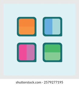 A Colorful Grid of Four Icon Menu Buttons with Rounded Corners and Dark Outlines