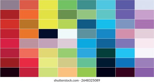 Colorful Grid Palette Featuring Vibrant Shades and Hues Arranged in Rows. Ideal for Design, Print, and Inspiration. Perfect Color Swatch Reference