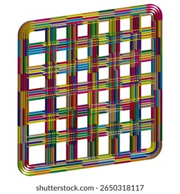Padrão de grade colorido. Design de linha de interseção. Malha geométrica abstrata. Fundo vibrante do vetor.