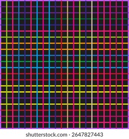 Patrón de cuadrícula de colores. Líneas cuadradas de neón. Forma de fondo de Vector. Abstractas malla brillante.